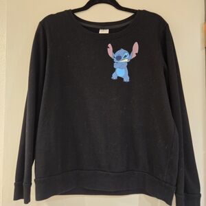 Disney Black Sweatshirt with Blue & Pink Stitch Graphic